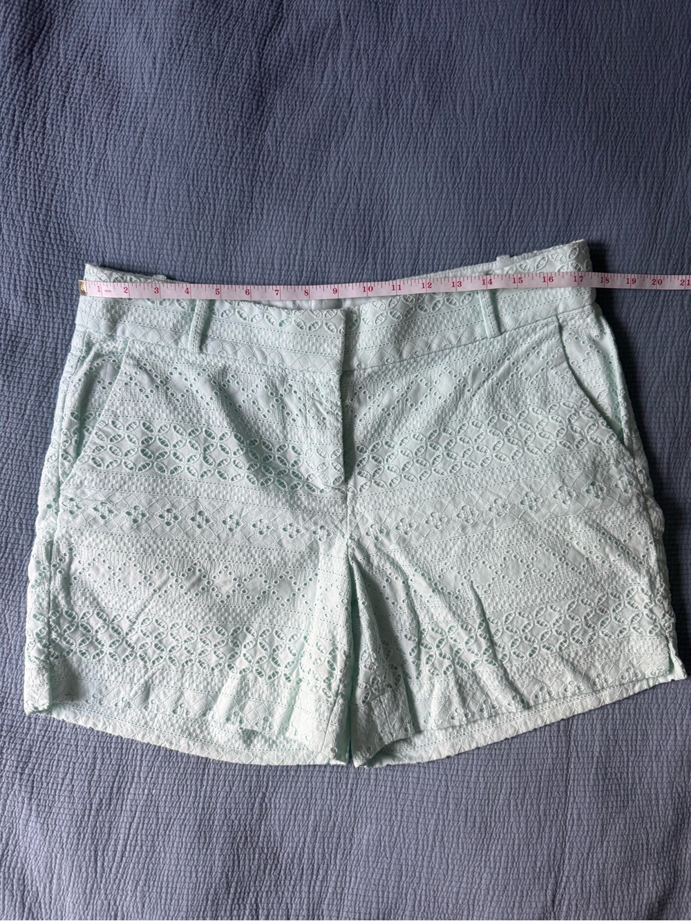 LOFT Mint Eyelet Lace Bermuda Shorts